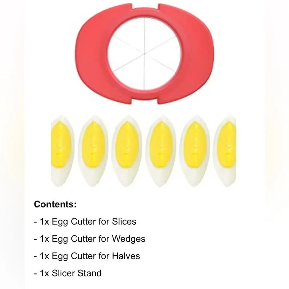 New! Egg Slicer with Three Nesting Cutters (Thin Slices, Wedges & Halves).